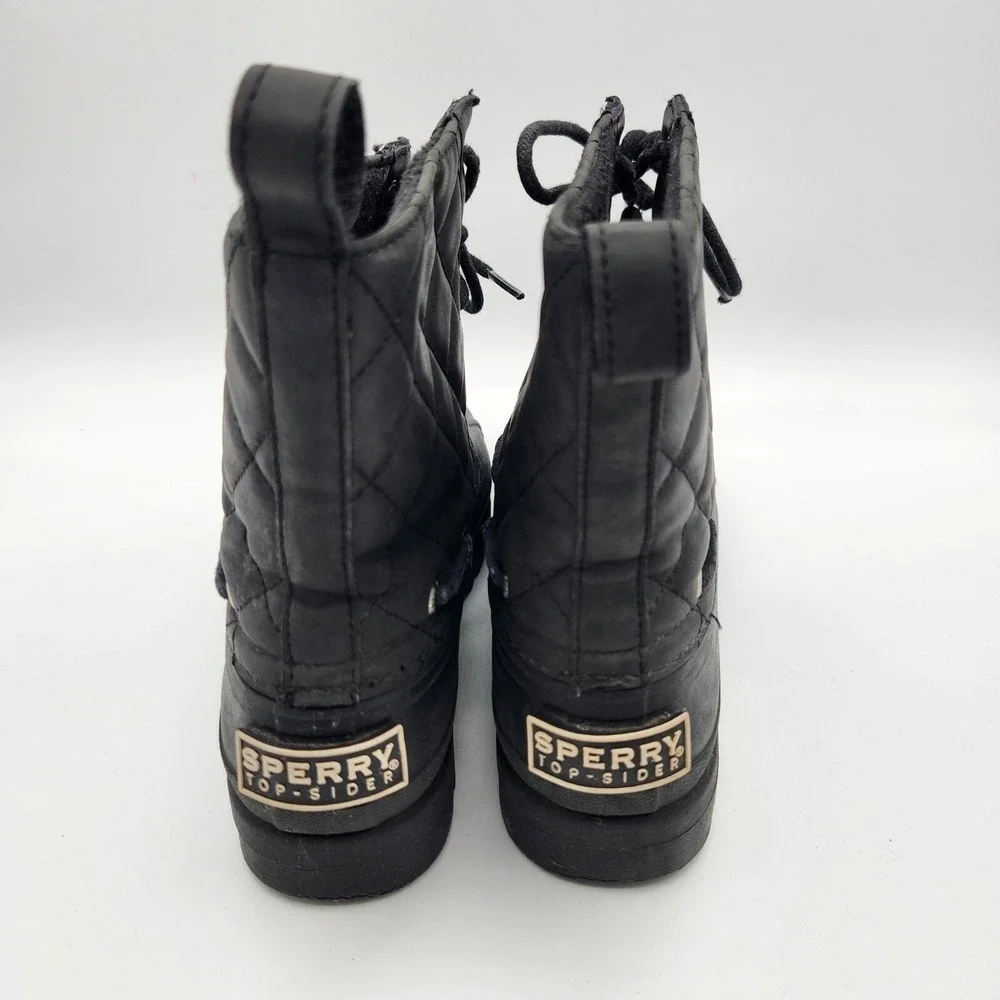 Sperry Top-Sider Saltwater Quilted‎ Duck Boots Black STS93572 Womens 7